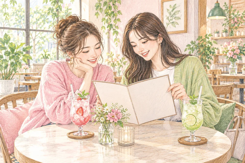 友人と相談するカフェ選び
